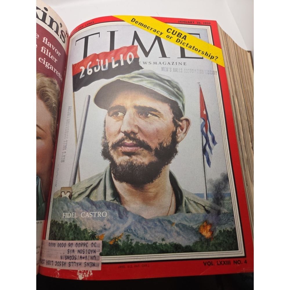 Bound Volume of TIME Magazines, January-April 1959 Vtg Fidel Castro